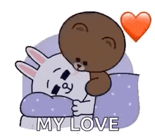 Bunny And Bear Cuddle GIF