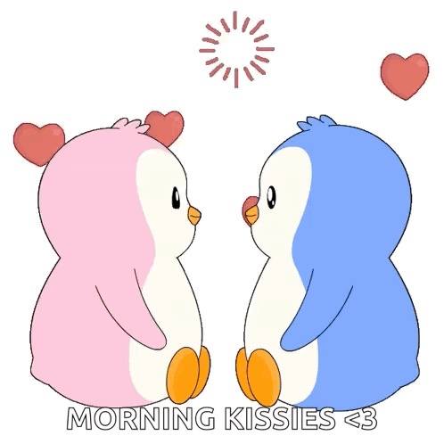 Cartoon Penguins Romantic Kiss GIF