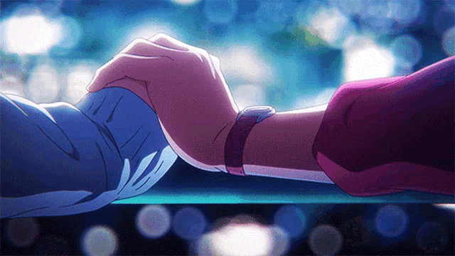 Clasped Anime Hands Intimate Romantic GIF