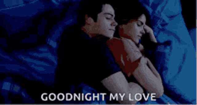 Couple Cuddling Goodnight Sleep GIF