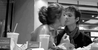 Flirtatious Forehead Kiss Moment GIF