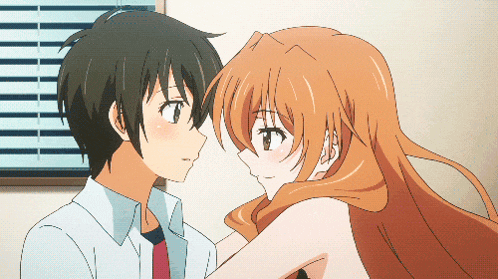 Anime Flirty Forehead Kiss GIF