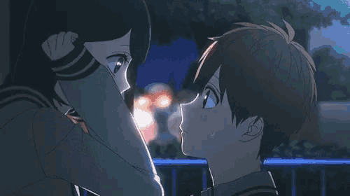 Anime Forehead Touch Intimate Lovers GIF