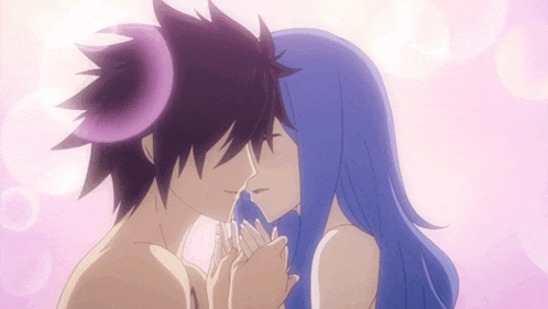 Anime Forehead Touch Intimate Kiss GIF