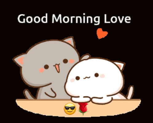 Good Morning Love Cartoon Cats GIF