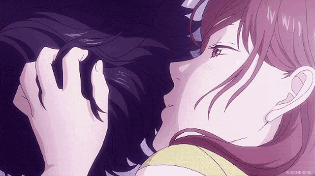 Anime Intimate Embrace Caressing Hair GIF