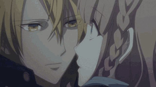 Anime Intimate Eye Contact Before Kiss GIF