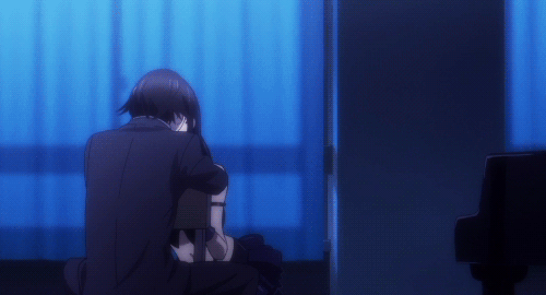Anime Intimate Forehead Kiss On Shoulder GIF