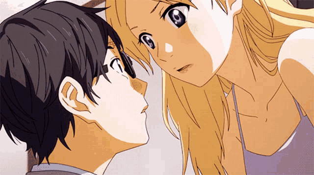 Anime Intimate Gaze Before Passionate Kiss GIF