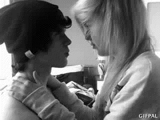 Intimate Monochrome Neck Kiss GIF