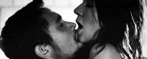 Intimate Passionate Kiss In Black And White GIF