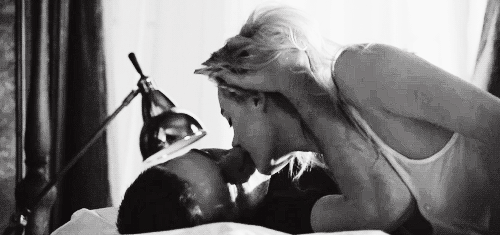 Intimate Passionate Kiss In Black And White GIF