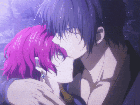 Anime Intimate Passionate Kiss Couple GIF