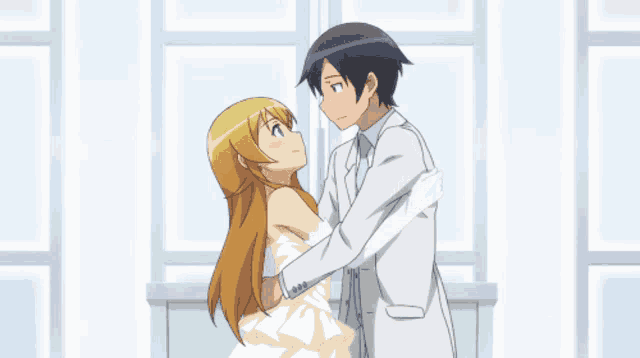 Anime Loving Embrace Intimate Gaze GIF