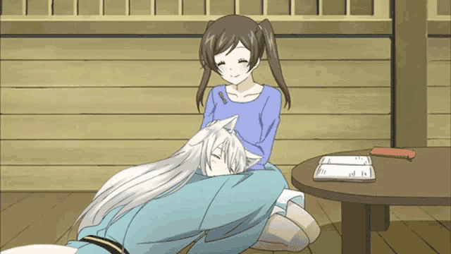 Anime Loving Lap Head Stroke GIF