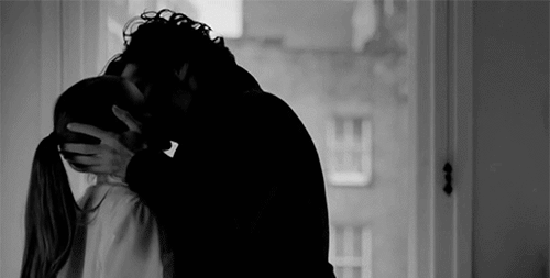 Passionate Black And White Kiss GIF