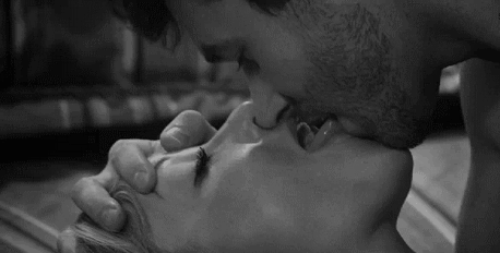 Passionate Kiss In Black And White GIF