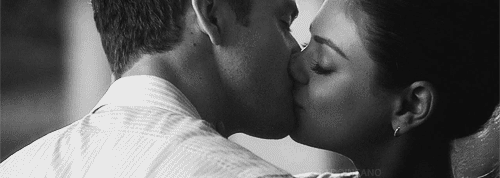 Passionate Kiss In Black And White GIF