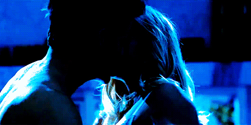 Passionate Blue Glow Kiss GIF