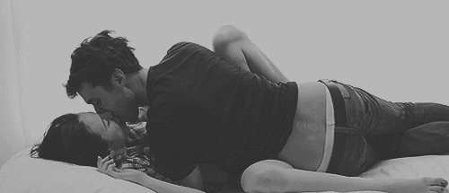 Passionate Couple Kiss On Bed GIF