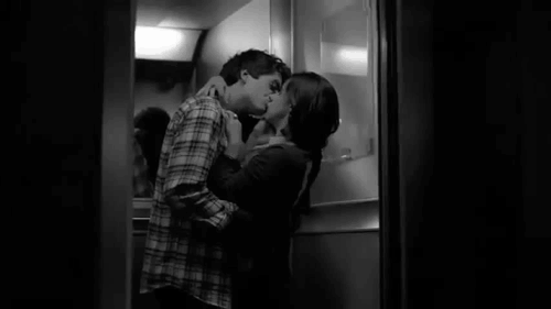Passionate Elevator Kiss GIF