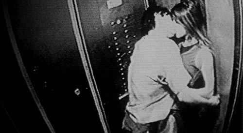 Passionate Elevator Kiss GIF