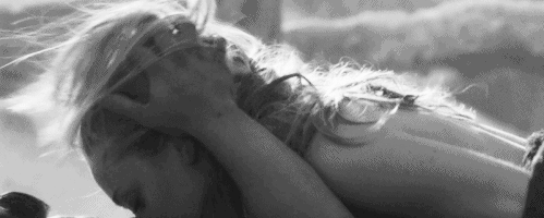 Passionate Hair Tug Kiss GIF