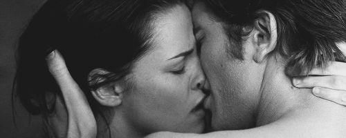 Passionate Intimate Kiss In Black And White GIF