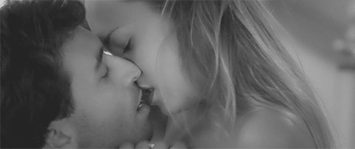 Passionate Kiss In Black And White GIF