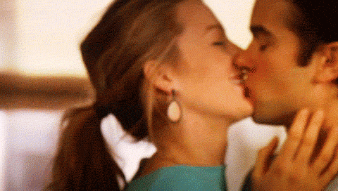 Passionate Kiss With Neck Caress GIF