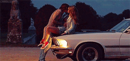 Passionate Kiss On Car Hood GIF
