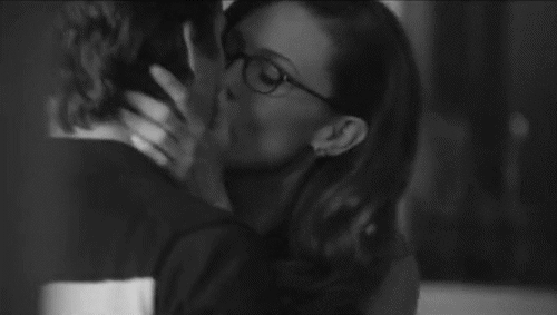 Passionate Kiss With Glasses GIF