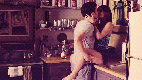 Passionate Kitchen Kiss GIF