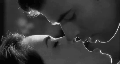 Passionate Black And White Kiss GIF