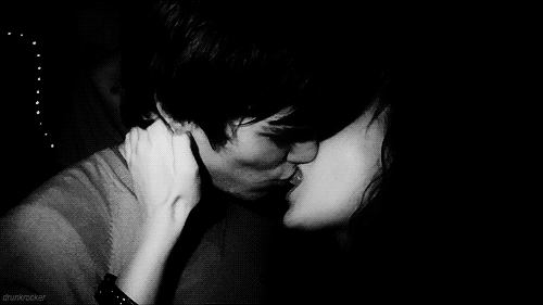 Passionate Neck Kiss In Black And White GIF