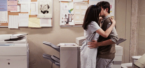 Passionate Office Kiss GIF
