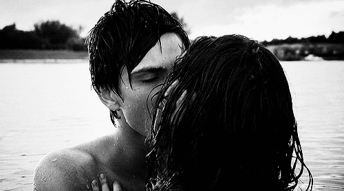 Passionate Rain Kiss In Water GIF