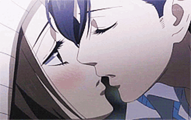 Anime Passionate Romantic Kiss GIF
