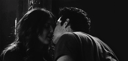 Passionate Romantic Kiss In Black And White GIF