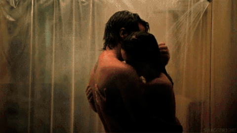 Passionate Shower Forehead Kiss GIF