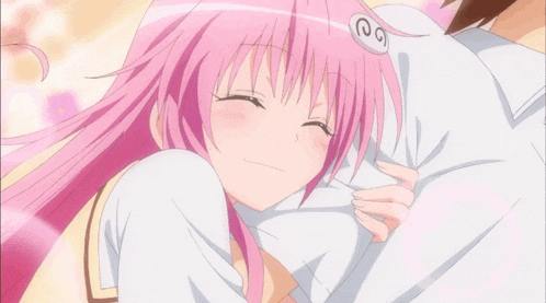 Pink Hair Girl Leaning Anime Affectionately GIF