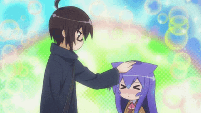 Playful Head Pat Anime GIF