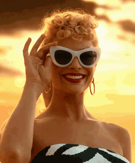 Playful Sunglasses Smile Romantic Kiss GIF