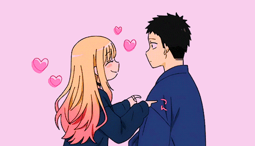 Playful Tease With Floating Hearts Anime GIF