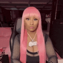 Playful Teasing With Pink Hair GIF