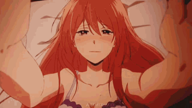 Redhead Lingerie Seductive Gaze Anime GIF