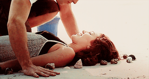 Romantic Beach Couple Kissing GIF