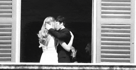 Romantic Black And White Kiss GIF