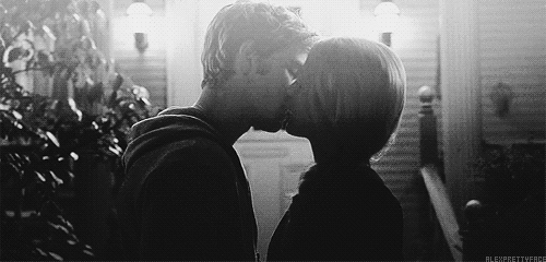 Romantic Black And White Kiss GIF