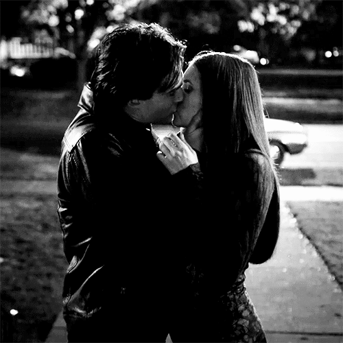 Romantic Black And White Kiss GIF
